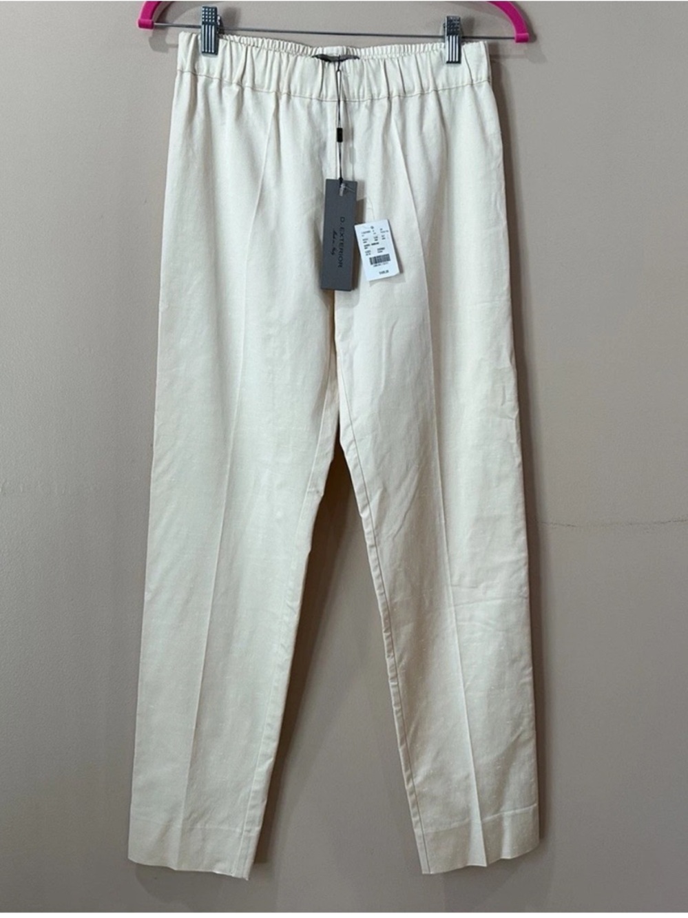 D. Exterior Shantung Pants Silk Ivory trousers Womens 40/US 8 Italy NWT